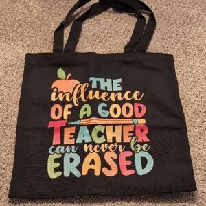 Black Tote Bag with Colorful Teacher Quote